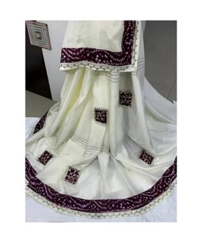 hirani Self Design Bollywood Chiffon Saree (Purple, White)