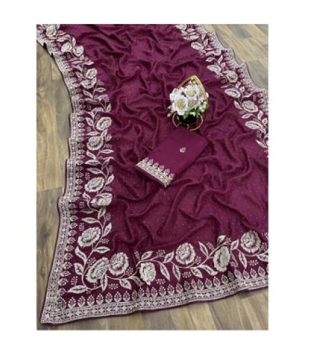 DEV SHREE SILK Embroidered, Embellished Bollywood Chiffon Saree 