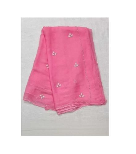 AkshranSaree Solid/Plain Daily Wear Chiffon Saree (Pink)