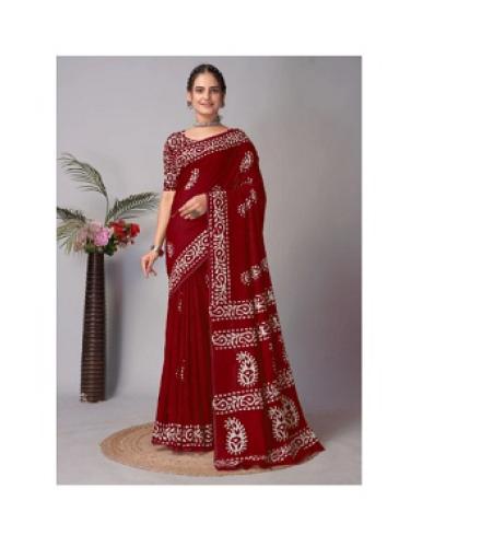 kiaan fashion Printed Bollywood Pure Cotton Saree (Maroon)