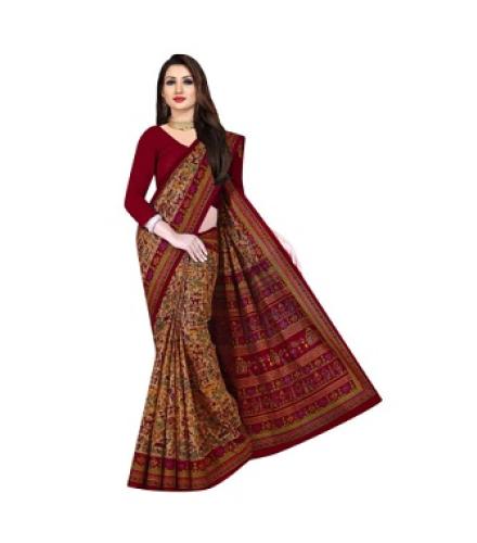 Odissi Fashion Printed Sambalpuri Pure Cotton Saree (Multicolor)