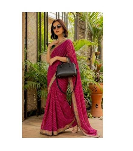 OM Fashion Printed Daily Wear Chiffon Saree (Pink)