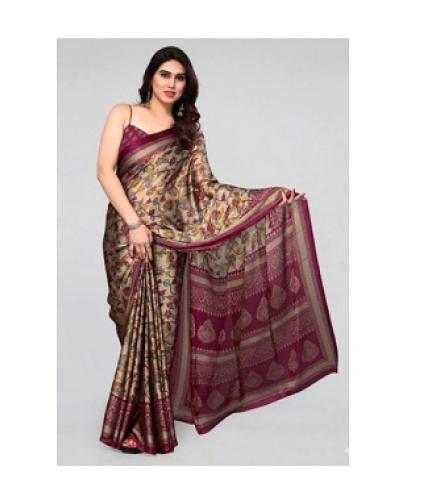 KITKET FASHION Printed Daily Wear Chiffon Saree (Purple)