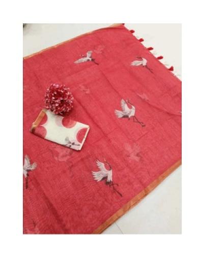 ONTIC LIFESTYLE Printed Handloom Pure Cotton Saree (Multicolor)