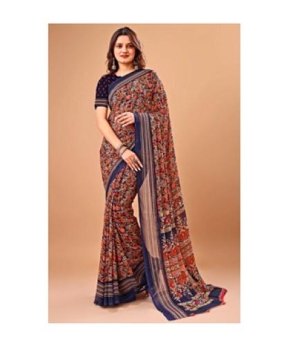 Leelavati Printed Daily Wear Chiffon Saree (Dark Blue)