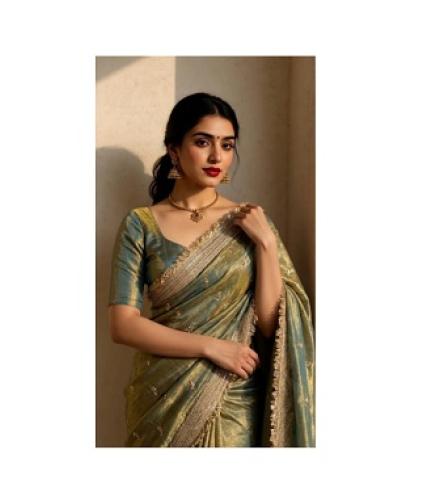 Vabrics Self Design Bollywood Chiffon Saree (Multicolor)