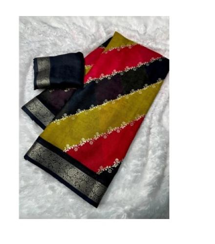 SHIKSHU POINT Printed, Floral Print, Striped Daily Wear Chiffon Saree (Multicolor)