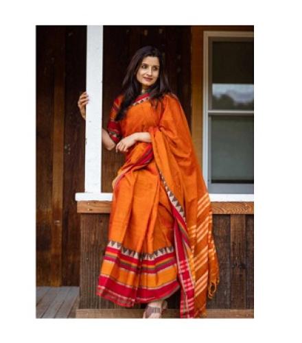 SSK Woven Bollywood Pure Cotton Saree (Black)