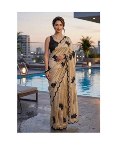 Payal Creation Embroidered, Floral Print, Embellished Bollywood Chiffon Saree (Multicolor)