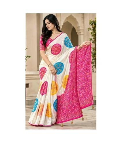 Diya Clothing Printed Bollywood Art Silk Saree (Multicolor)