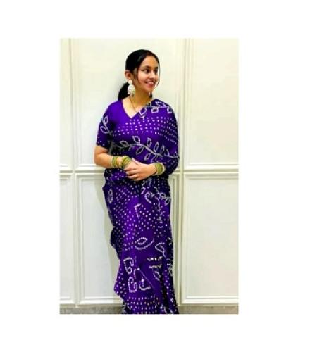 SHIVMADHAV FAB Embroidered Bollywood Chiffon Saree (Purple)