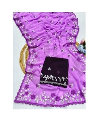 sorathiya enterprise Embroidered Daily Wear Georgette Saree (Purple)