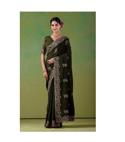 SHIVAY FANCY SAREE Embellished, Embroidered Bollywood Chiffon Saree (Green)