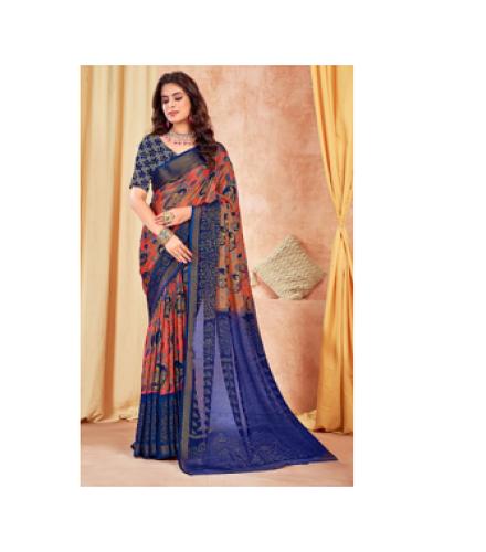 EMV Printed, Floral Print Daily Wear Brasso, Chiffon Saree (Beige, Grey)