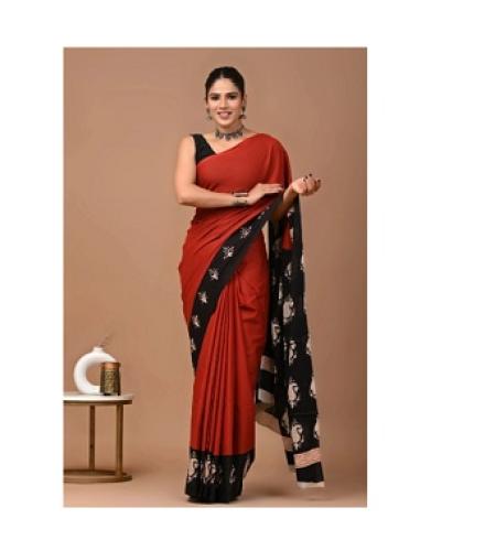 Tetarwal Printed Daily Wear Pure Cotton Saree (Multicolor)