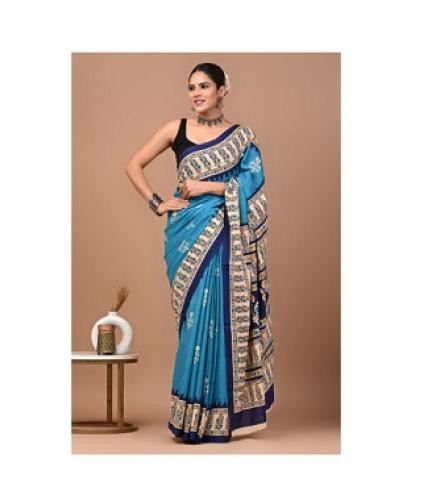 Tetarwal Printed Daily Wear Pure Cotton Saree (Multicolor)