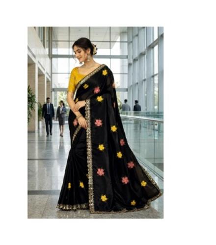 VAYUFASHION Embroidered Bollywood Chiffon Saree (Multicolor)