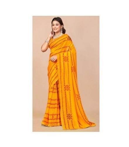 Nandita designer Floral Print Daily Wear Chiffon Saree (Yellow)