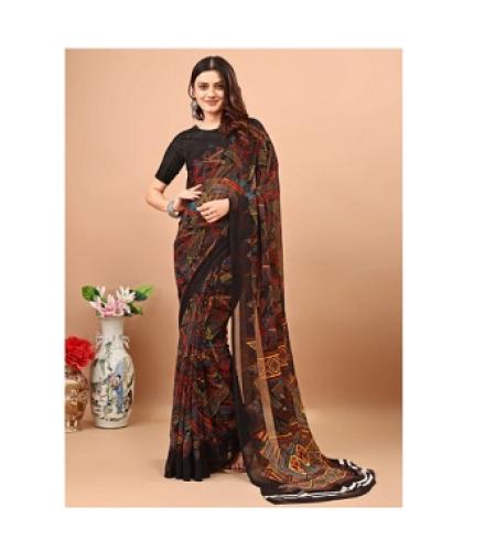 Leelavati Printed Daily Wear Chiffon Saree (Black)