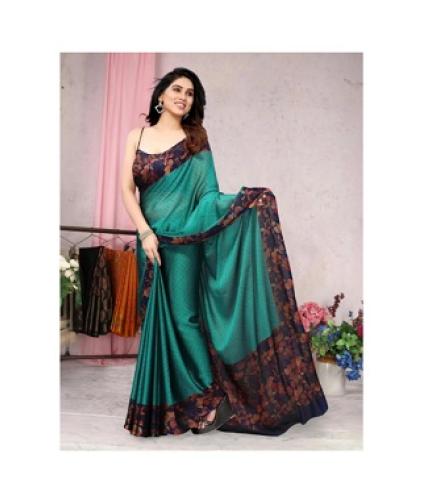 MIRCHI FASHION Printed, Floral Print Daily Wear Chiffon, Georgette Saree (Dark Blue, Green)
