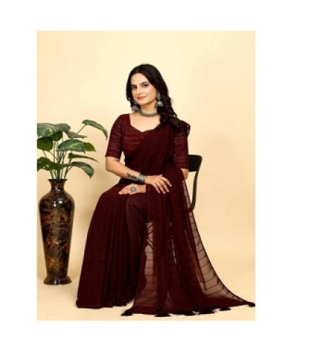 KONICA FAB Striped Bollywood Chiffon Saree (Maroon)