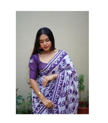 CottonSaree Printed, Geometric Print, Floral Print Daily Wear Chiffon Saree (Red)