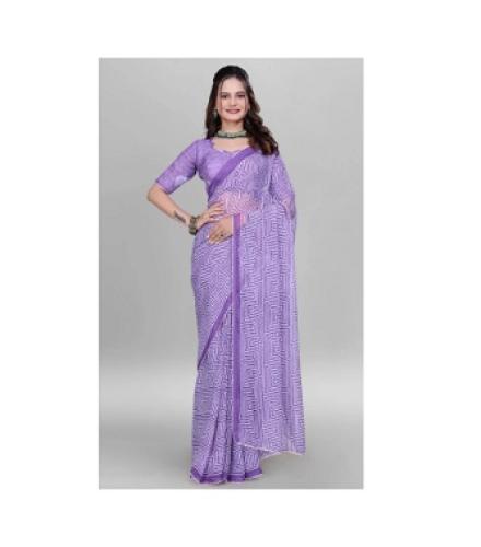 Kachhot Floral Print Bollywood Chiffon Saree (Purple)