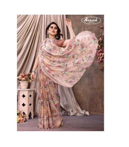 Anand Sarees Ombre, Paisley, Floral Print Daily Wear Georgette, Chiffon Saree (Brown, Beige)