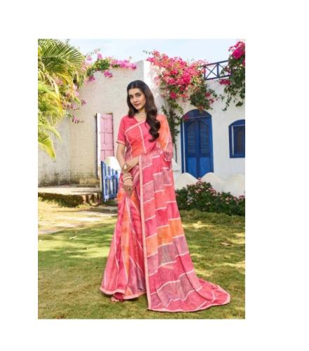 Laxmipati sarees Printed Bollywood Chiffon Saree (Pink)