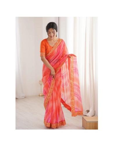 Tasrika Ombre Daily Wear Chiffon Saree (Orange)