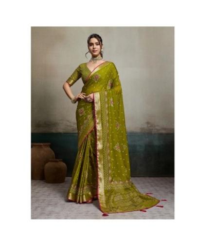 Tasrika Woven Bollywood Chiffon Saree (Green)