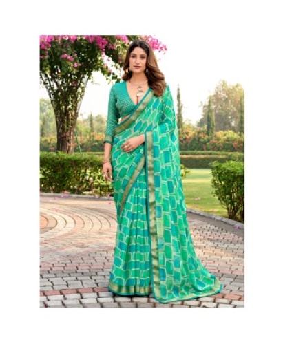 Tasrika Printed Bollywood Chiffon Saree (Multicolor)