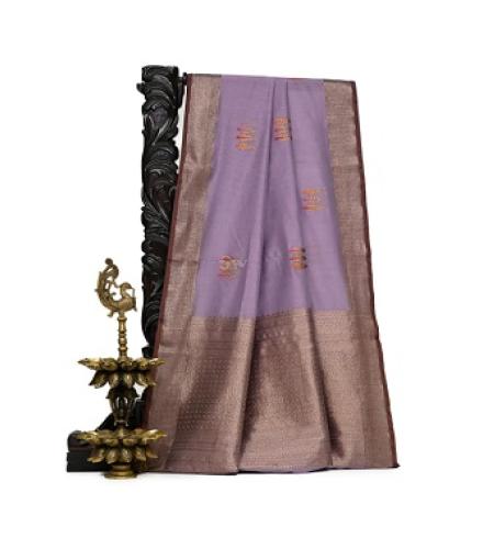 Pastel Purple Booti Chanderi Silk Handloom Banarasi Saree