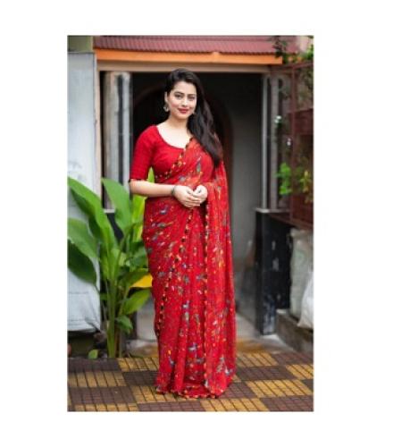 AGV Printed Bollywood Georgette Saree (Red)