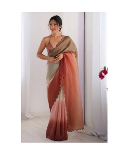 Tasrika Ombre Bollywood Chiffon Saree (Brown, Multicolor)