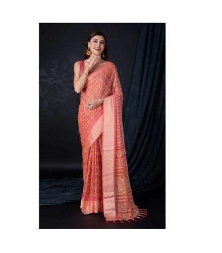 Tasrika Embellished Banarasi Chiffon Saree (Pink)