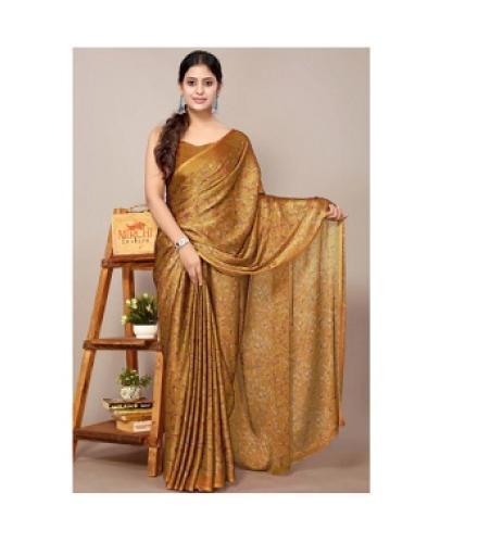 MIRCHI FASHION Printed Daily Wear Chiffon, Georgette Saree (Mustard, Pink)