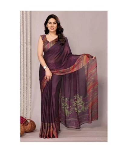 MIRCHI FASHION Printed, Blocked Printed Daily Wear Chiffon, Georgette Saree (Magenta, Multicolor)