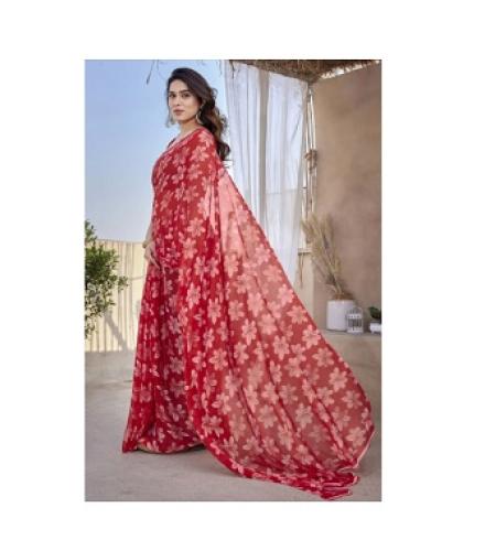 MIRCHI FASHION Woven Daily Wear Chiffon, Georgette Saree (Red)
