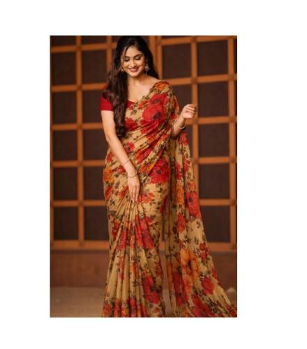 TRENDY TRENDZ Floral Print Daily Wear Tussar Silk Saree (Multicolor)