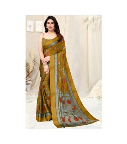 MIRCHI FASHION Printed, Floral Print Daily Wear Chiffon, Georgette Saree (Mustard, Orange)